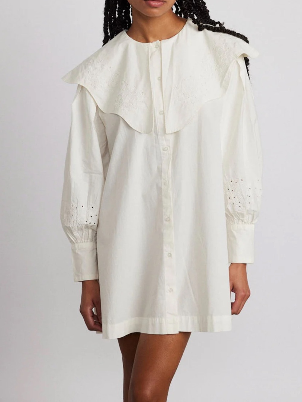 Damson Madder Mimi Broderie Anglaise Cotton Mini Dress White UK 16 US 12